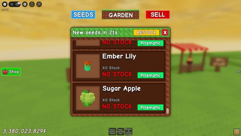 Sugar Apple in Grow a Garden's Seed Shop (Screenshot via esports.gg)
