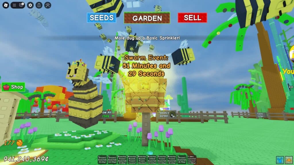 The Swarm Event in Grow a Garden (Screenshot via esports.gg)