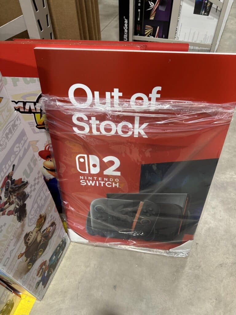 Nintendo Switch 2's "Out of Stock" sign (Image via Alternative_Basket19 on Reddit)