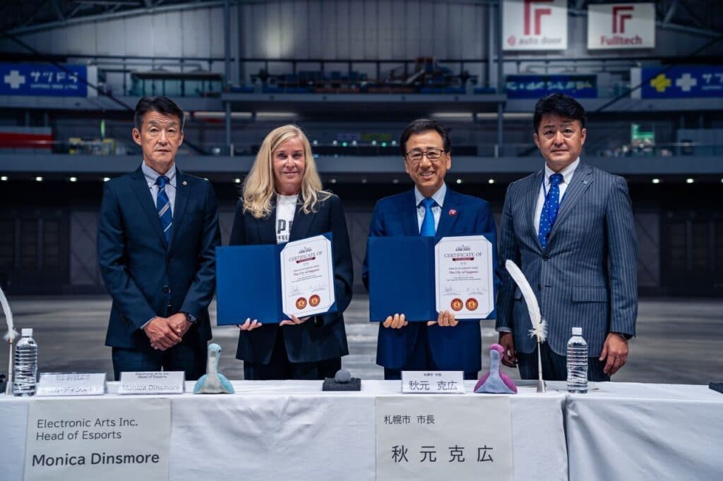 Monica Dinsmore at the signing ceremony in Sapporo // Photo: EA