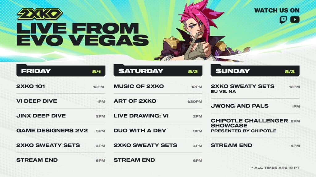 Evo Las Vegas 2025 schedule for 2XKO (Image via Riot Games)
