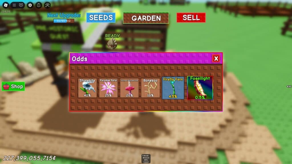 Ancient Seed Pack odds (Screenshot via esports.gg)