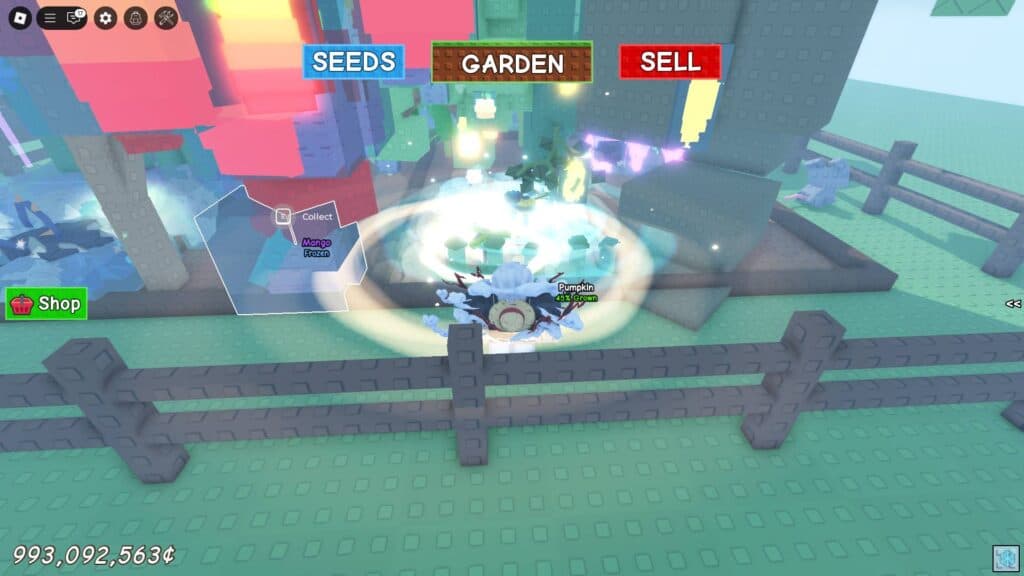 Applying the sprinkler method in Grow a Garden (Screenshot via esports.gg)