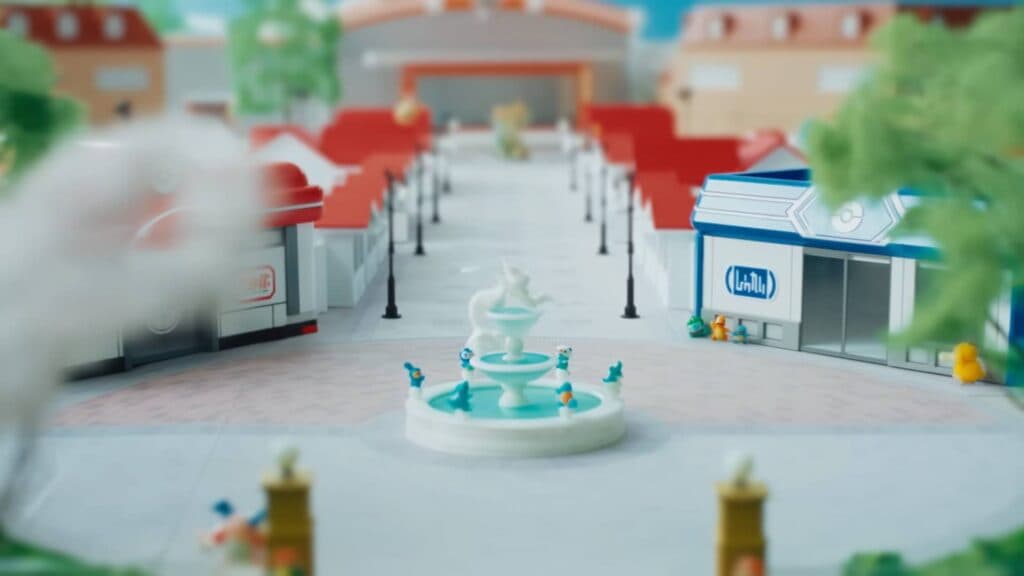 A diorama view of the Primarina Fountain in PokéPark Kanto's Sedge Town (Image via The Pokémon Company)