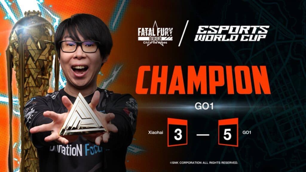 GO1 wins the FATAL FURY CotW EWC 2025 (image via SNK Esports Hub)