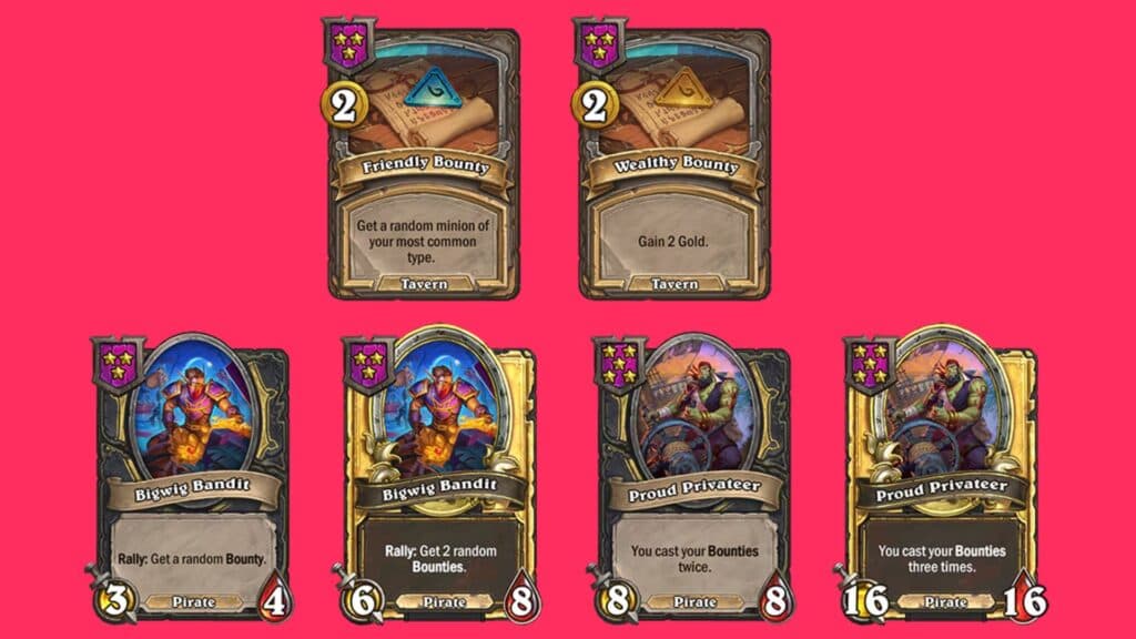 Cards with the Bounty keyword (Images via Blizzard Entertainment)