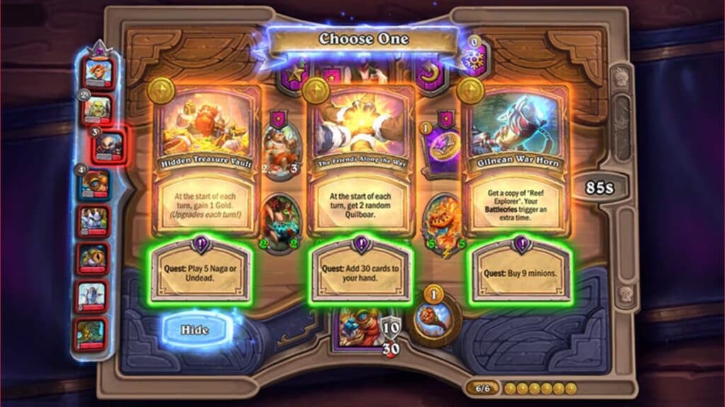 How Quests work in Hearthstone Battlegrounds Bounty keyword (Image via Blizzard Entertainment)