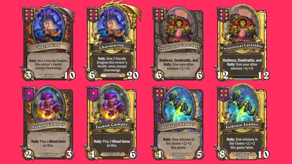 Cards with the Rally keyword (Images via Blizzard Entertainment)