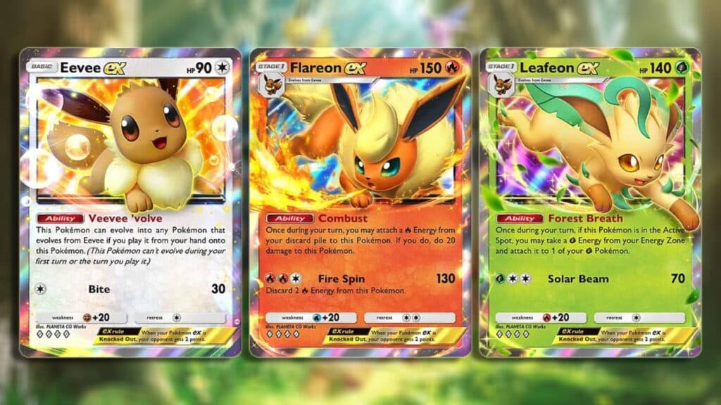 Main cards for the Eevee ex deck (Image via esports.gg)