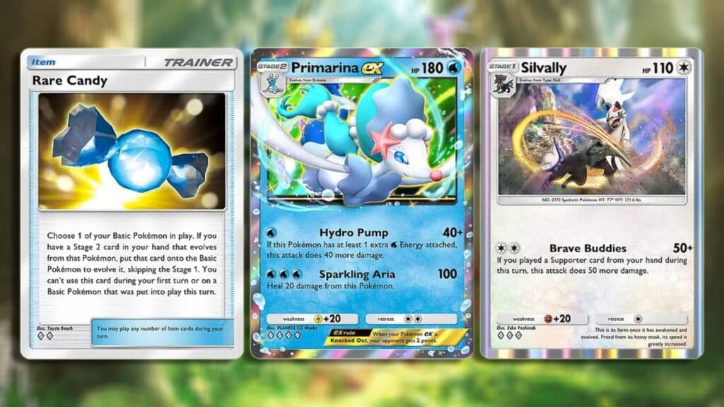 Main cards for the Primarina ex deck (Image via esports.gg)