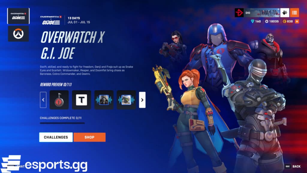 Overwatch 2 G.I. Joe event duration (Screenshot via esports.gg)