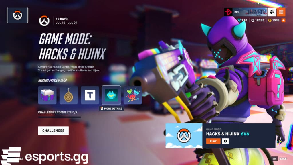 One of the Overwatch 2 Hacks and Hijinx rewards is an 8-bit Genji player icon (Screenshot via esports.gg)