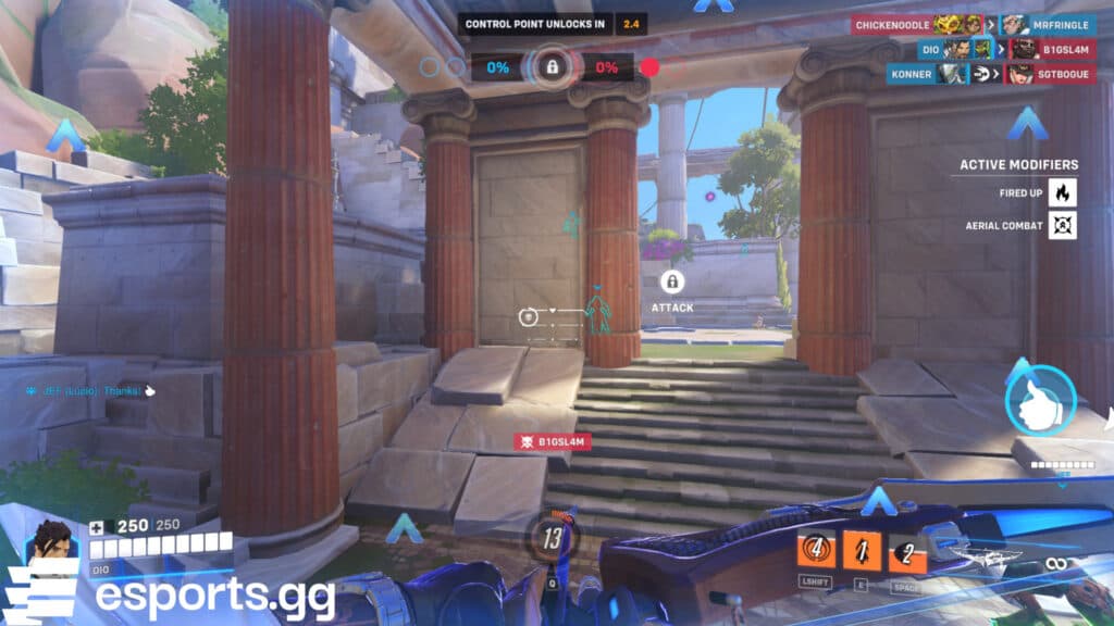 We jumped up as to make the most out of the Aerial Combat modifier (Screenshot via esports.gg)