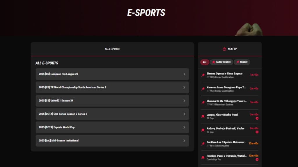 PointsBet's esports tournaments (Image via PointsBet)