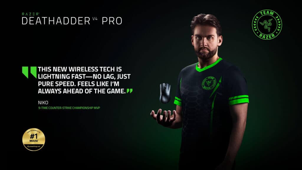 NiKo on the Razer DeathAdder V4 (Image via Razer)