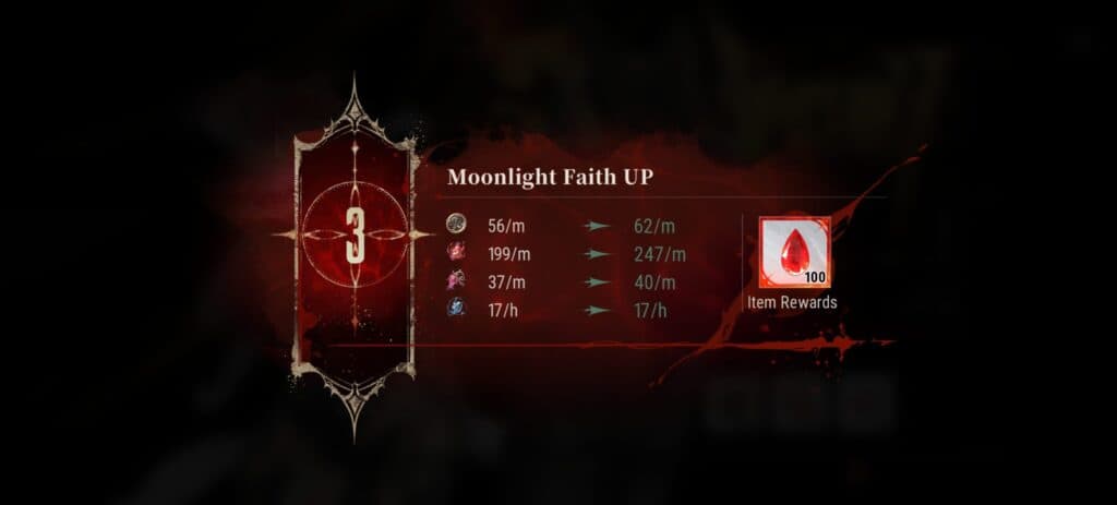Your Moonlight Faith upgrades every five story and EX stages completed (Screenshot via esports.gg)