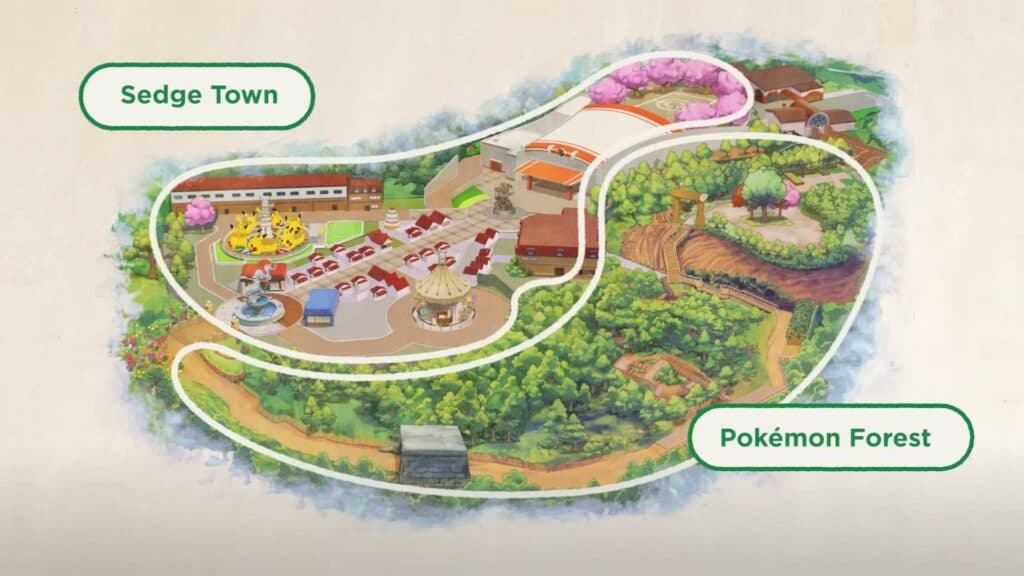 PokéPark Kanto’s Sedge Town and Pokémon Forest (Image via The Pokémon Company)