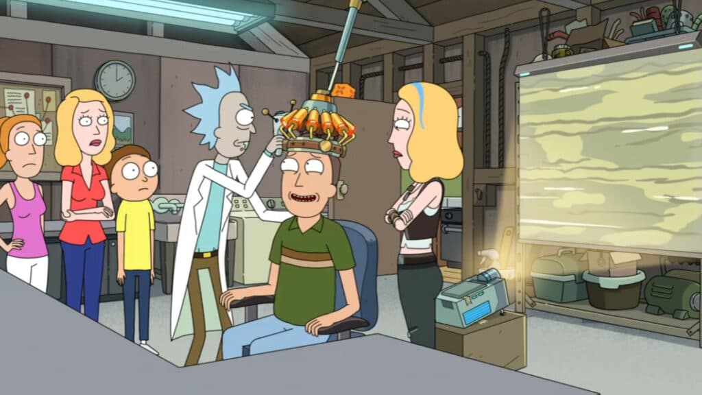 A family can be Summer C-131, Beth C-131, Prime Morty, Rick C-137, Jerry of Dimension 5126, and Space Beth (Image via Adult Swim)