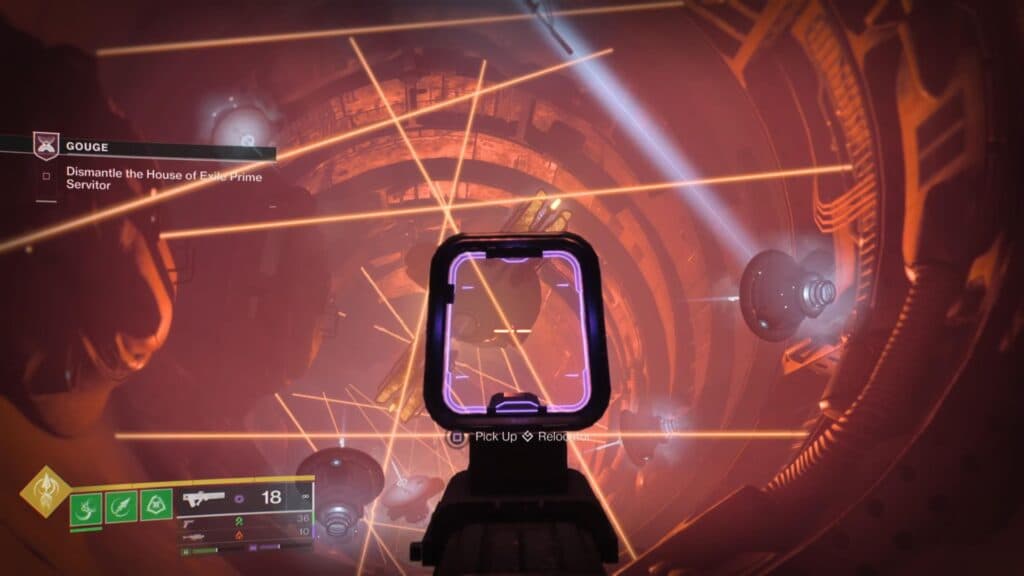 Shoot the plate so that it redirects the satellite in such a way that its rays emerge outwards. (Screenshot by esports.gg)