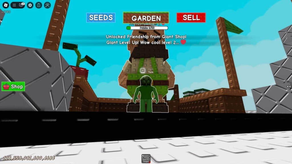 When feeding the Giant, hold E until you see the Friendship Level increase in points (Screenshot via esports.gg)