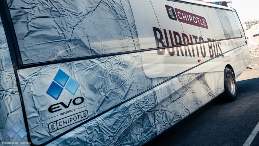The Chipotle Burrito Bus at Evo Las Vegas 2025 (Image via YO_Tobimoto)