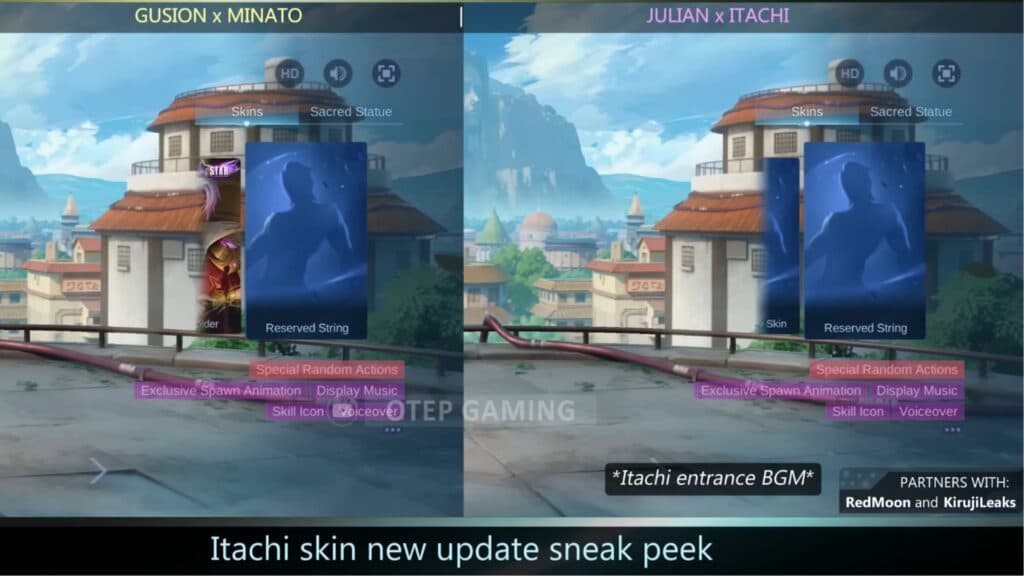 Itachi and Minato skin assets for the MLBB x Naruto collaboration (Image via Otep Gaming on YouTube)
