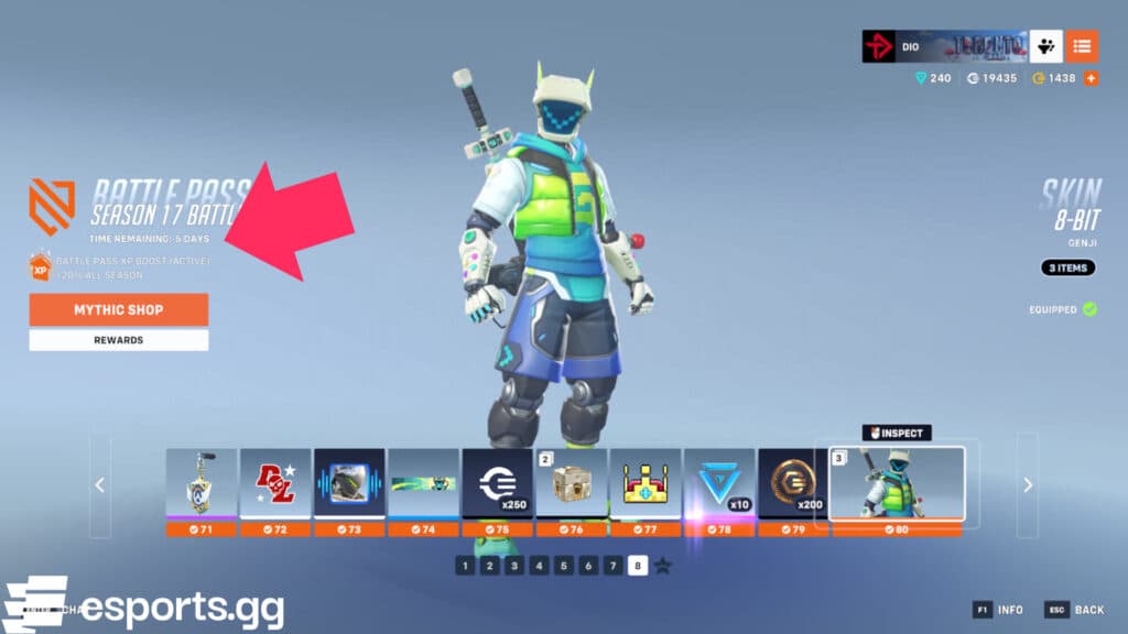 The Overwatch 2 Season 18 release date can be inferred via the current Battle Pass (Screenshot via esports.gg)