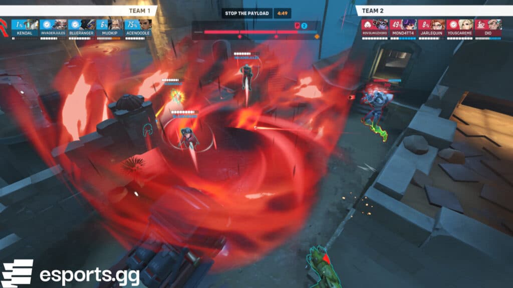 Sigma using Gravatic Flux in Overwatch 2 (Screenshot via esports.gg)