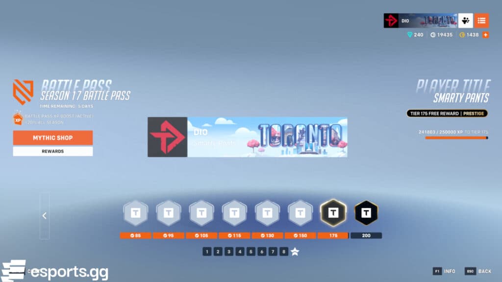 The prestige tiers in the Overwatch 2 Season 17 Battle Pass (Screenshot via esports.gg)