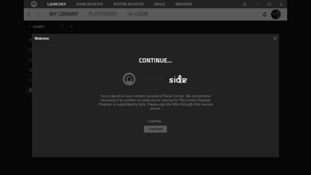 Launcher screenshot (Image via Razer and Side)