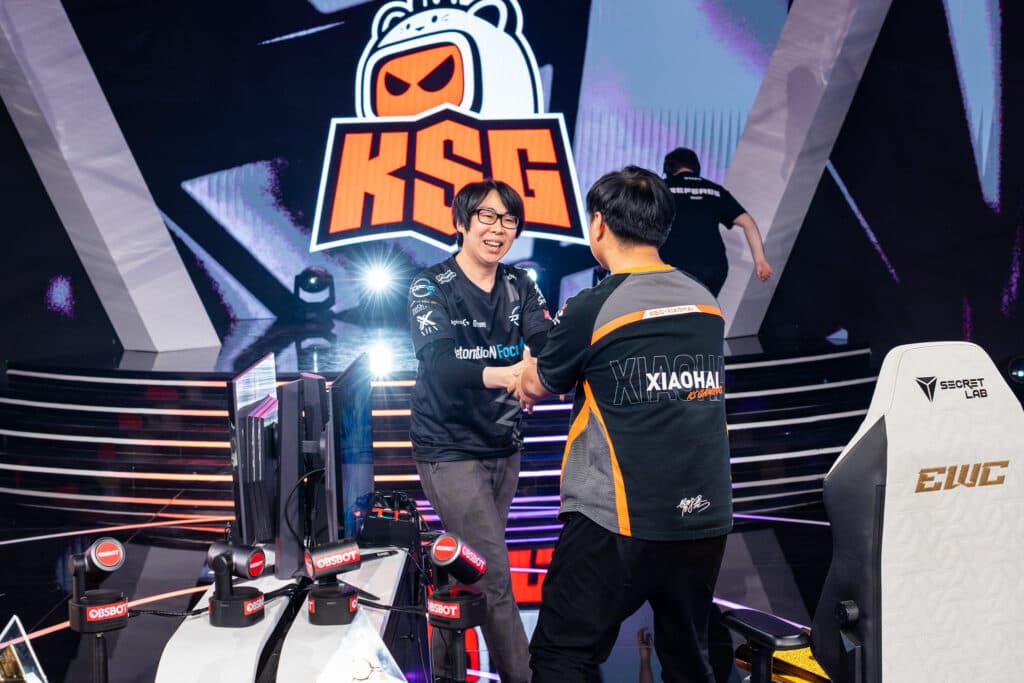 GO1 and Xiao Hai (Photo via Esports World Cup | Luc Bouchon)