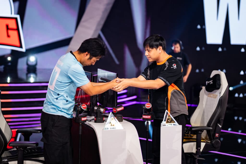 Torimeshi and Xiao Hai (Photo via Esports World Cup | Luc Bouchon)