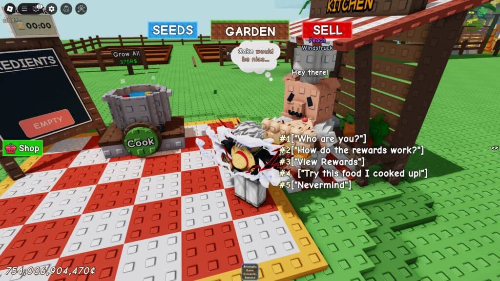 To submit your freshly cooked meal to Chris P., select "Try this food I cooked up!" (Screenshot via esports.gg)