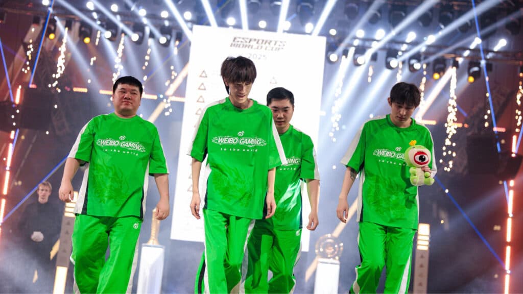 Weibo Gaming players on the EWC 2025 stage (Image via Esports World Cup)