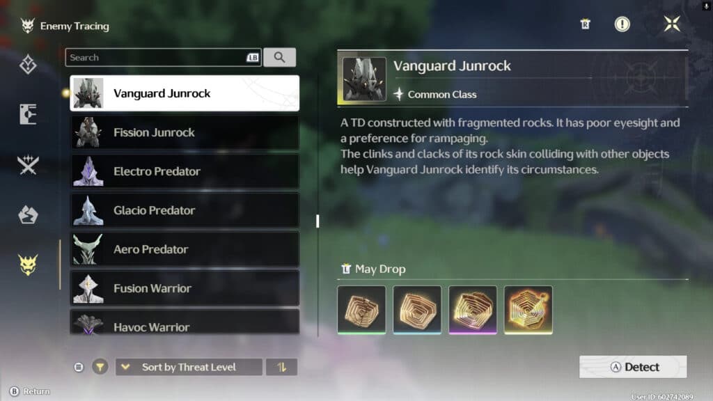 Tracking Vanguard Junrock in WuWa Guidebook (Image via esports.gg)