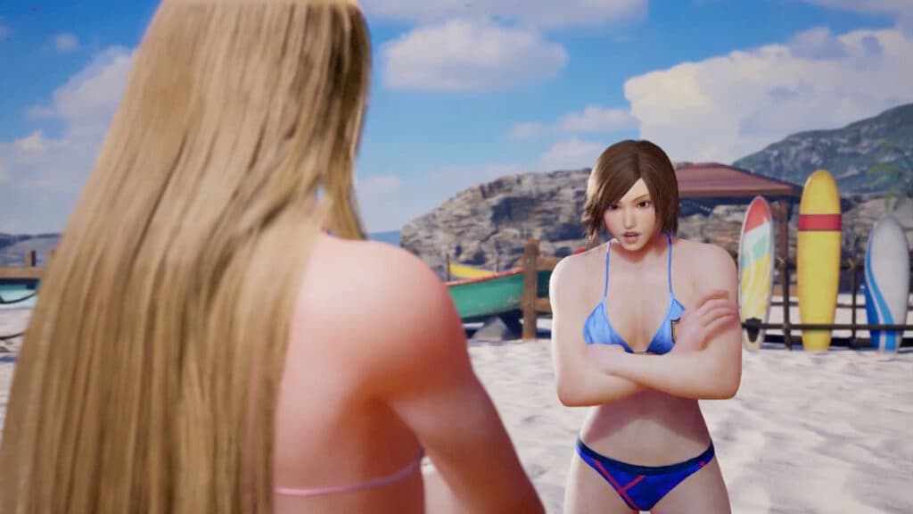 Lili and Asuka in their new swimsuit outfits
