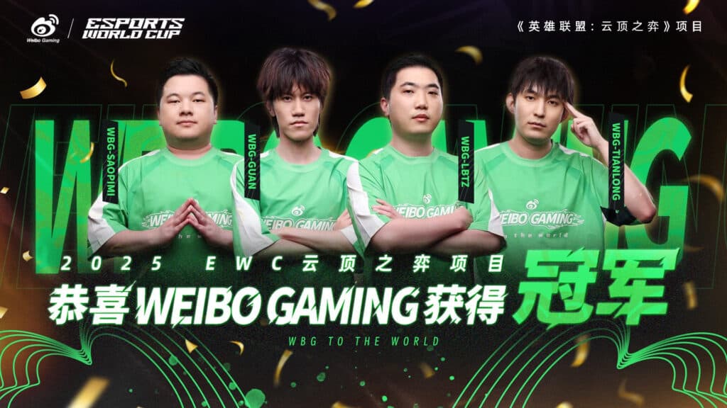 The Weibo Gaming players who competed in TFT at EWC 2025 (Image via Weibo Gaming)