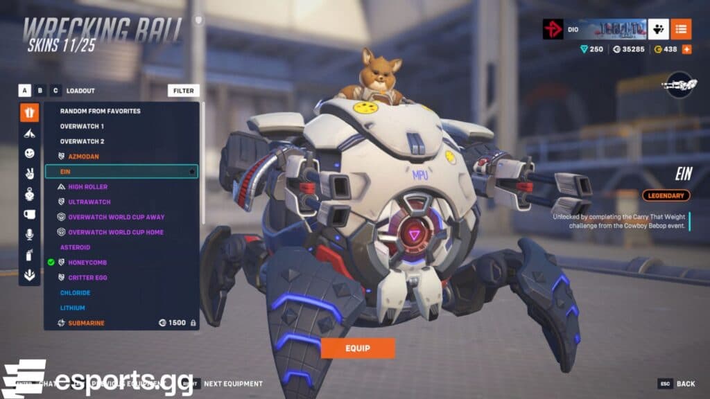 Legendary Ein Wrecking Ball skin (Screenshot via esports.gg)