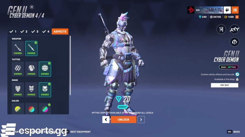 Aspects option for Genji (Screenshot via esports.gg)