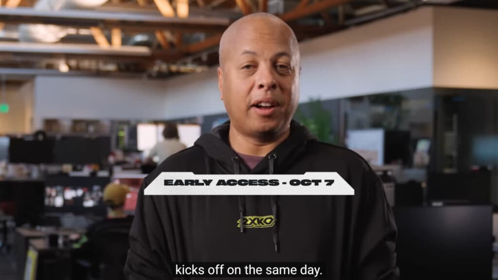 Tom Cannon revealing the 2XKO early access release date (Image via Riot Games)