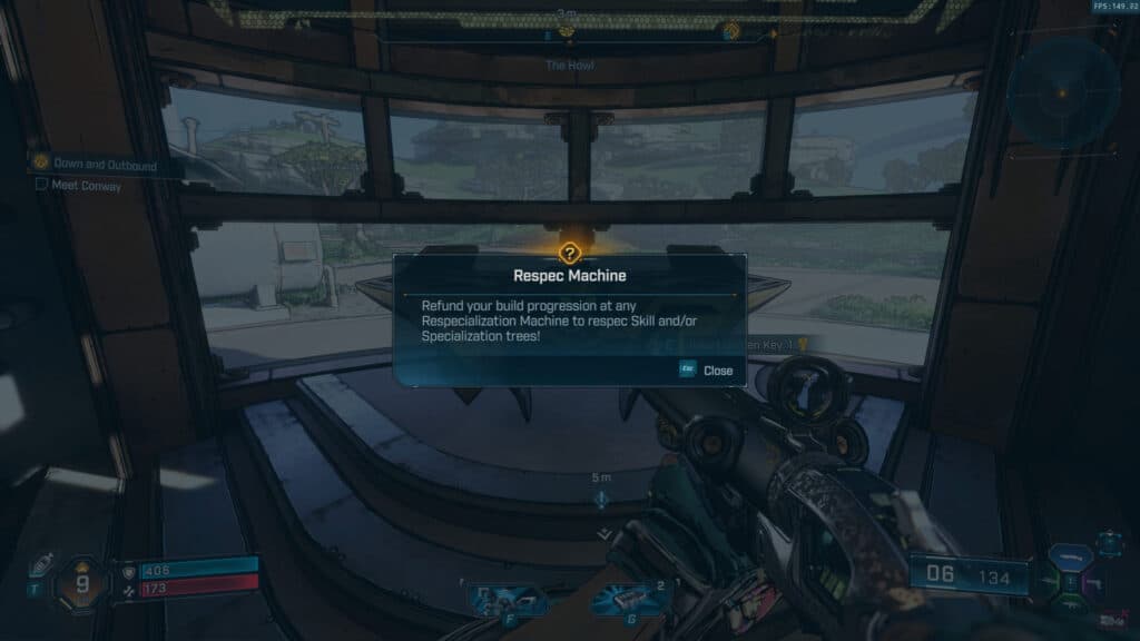 The message about respeccing in Borderlands 4. Screenshot by esports.gg