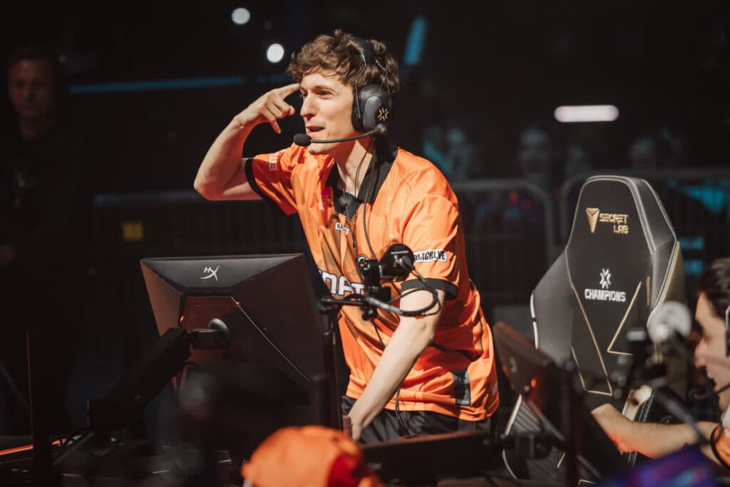 Boaster taunts RRQ during VALORANT Champions 2025 (Photo by Colin Young-Wolff/Riot Games)