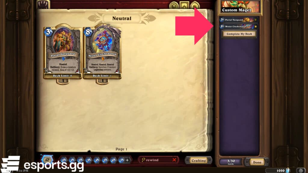 Mister Clocksworth and Portal Vanguard in Hearthstone (Screenshot via esports.gg)