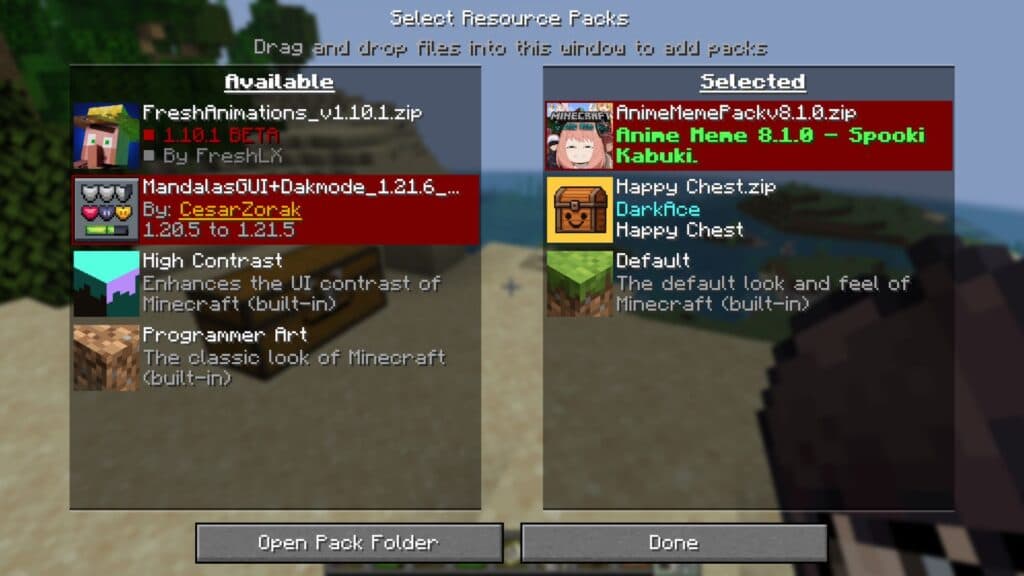 Some resource packs may be outdated and will not work properly. (Screenshot via esports.gg)