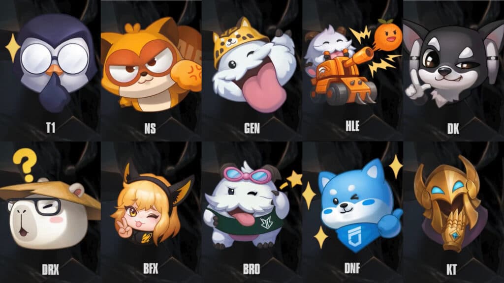 LCK team emotes (Image via Riot Games)