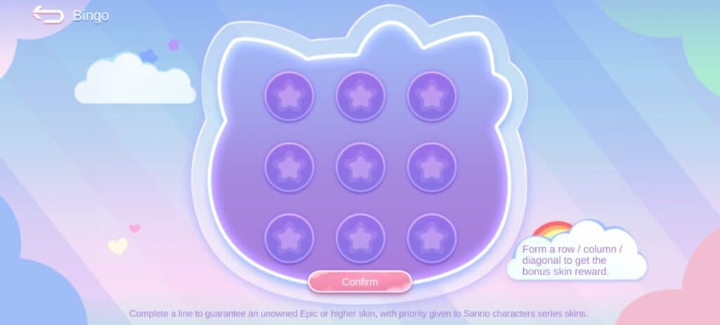 You need to make a bingo line to win a premium skin. (Screenshot via esports.gg)