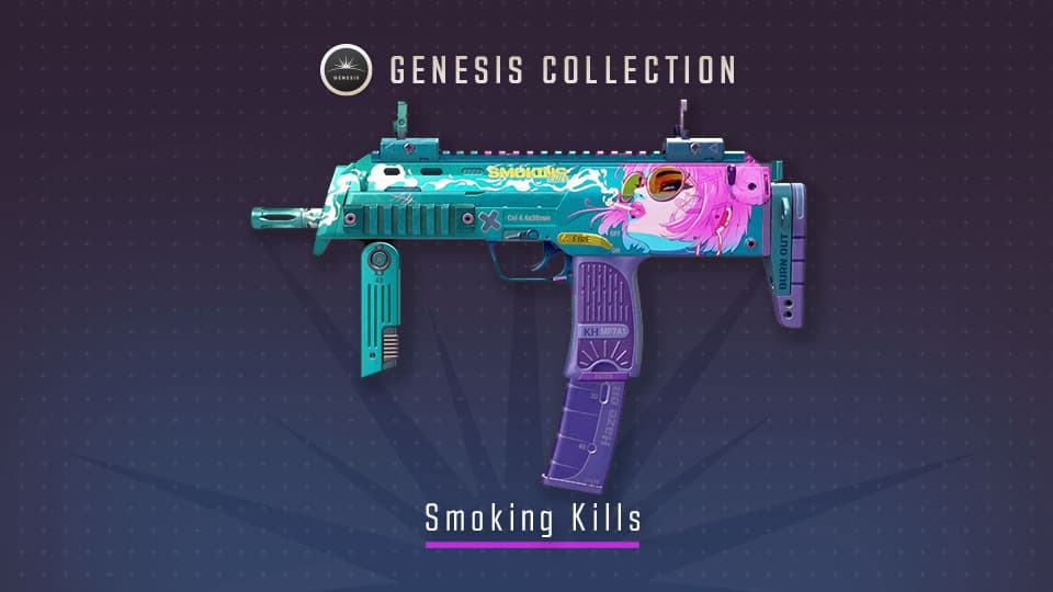 Smoking Kills, a Classified MP7 skin (Image via Valve)