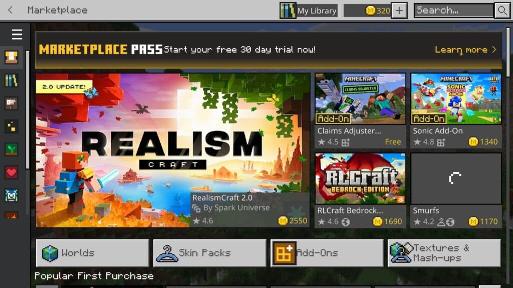 A bad internet connection can cause problems with the Minecraft marketplace. (Screenshot via esports.gg)