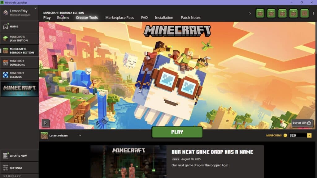 If all else fails, try reinstalling Minecraft Bedrock Edition. (Screenshot via esports.gg)