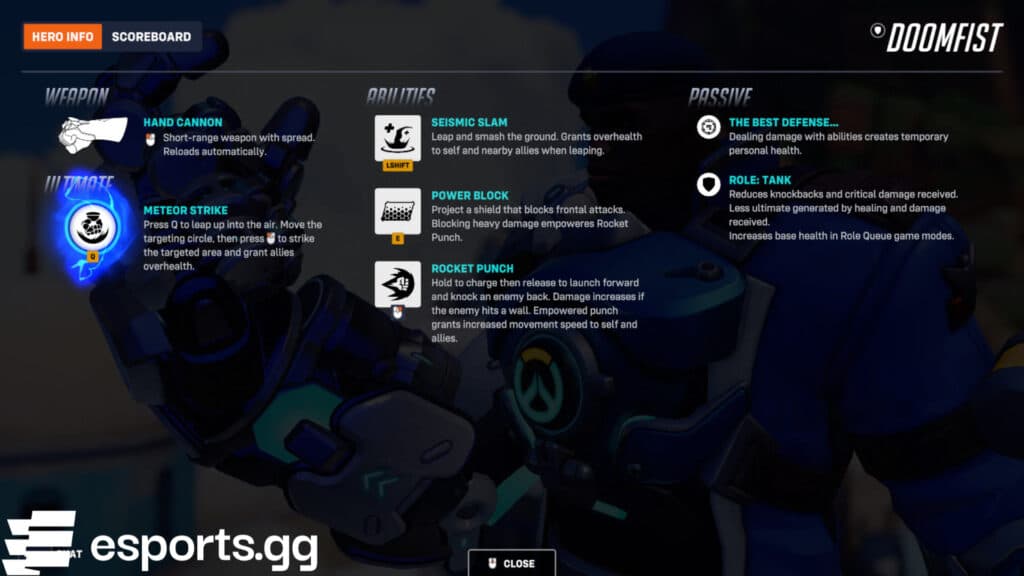 Overwatch Anniversary 2025 details for Doomfist (Screenshot via esports.gg)